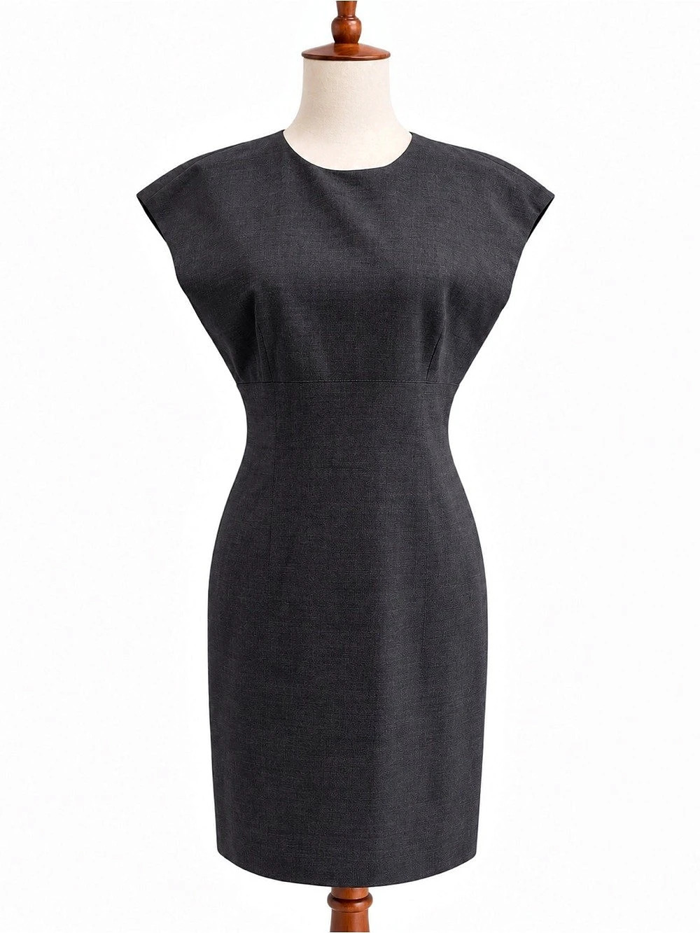 Worth New York 100% Wool Sheath Dress Size 6 Charcoal Career Midi
